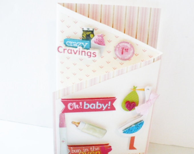 Baby Announcement Card for Girl  New Mom 3D Trifold Greeting Card Baby Shower Invitation Gender Reveal Grandparents Gift idea