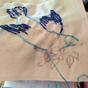Blue Bird Embroidery Kit: Slow Stitch Sampler with Floss & Fabric