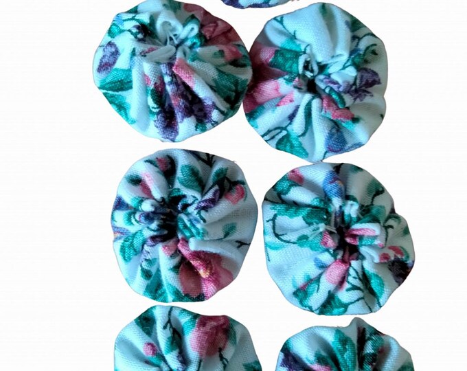 Fabric YoYo Red Rose Puff Suffolk Rosette Applique Embellishments For Snippet Roll or Quilting Handmade Gift For Friend