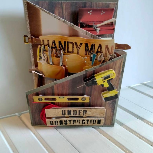 Handmade Handyman Card for Men on Anniversary, Retirement, Hobby, Fixer Upper Gift for Dad, Father, Husband, Brother, Uncle, Friend.