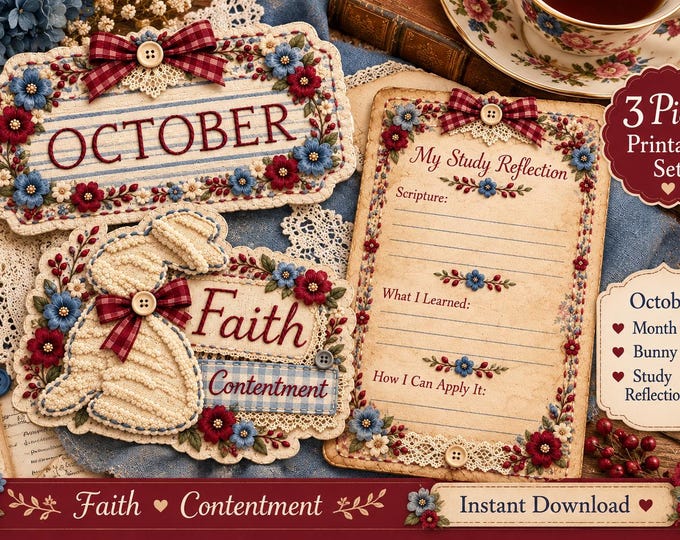 Bible Journaling Printable, Fruit of the Spirit Faith, Scripture Reflection Card, Vintage Hankie Ephemera, Christian Gift