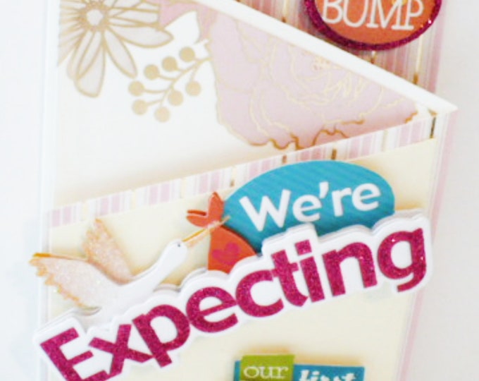 Baby Announcement Card for Girl New Mom Tri Fold Greeting Card Baby Shower Invitation For Grandparents