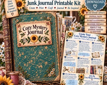 Blue Mist Cove Cozy Mystery Artifacts Junk Journal Kit, Vintage Ephemera Pages, Digital Download, Book Lover Gift, Scrapbooking Supplies