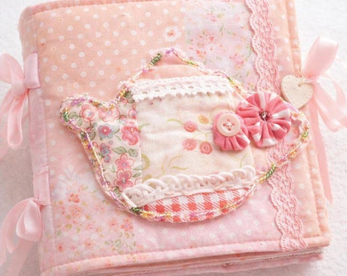 Fabric Art Kit Slow Stitch DIY Beginners Make a Soft Book Journal Cover With Teapot Design Calming Sewing Gift For Mother Daughter Time