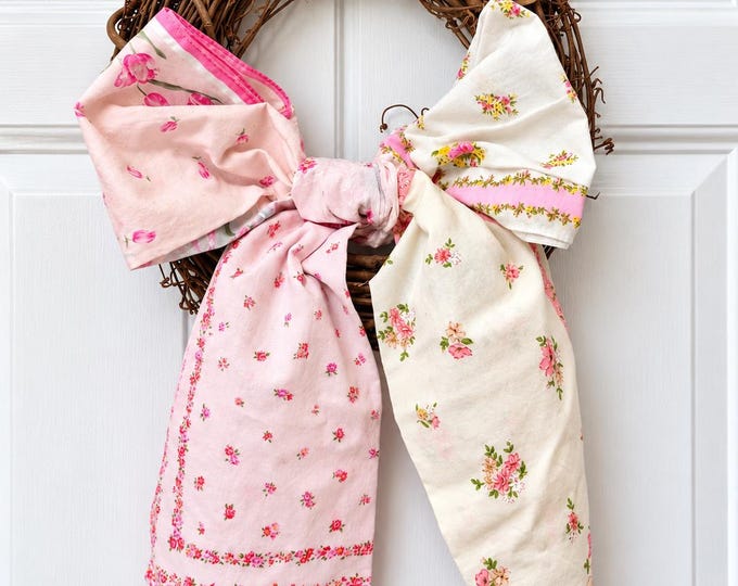 Vintage Hankie Patchwork Bow Sewing Pattern PDF Fabric Scrap Craft Easy Beginner DIY Door Decor Art Digital Download