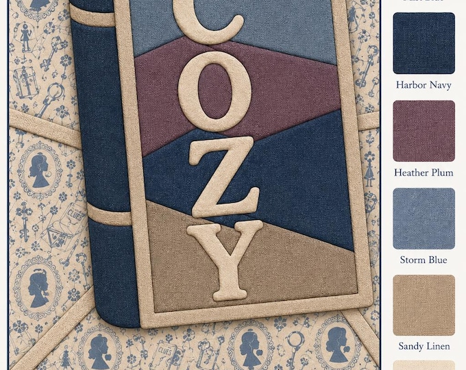 Blue Mist Cove Cozy Mystery Kinusaiga Kit, No Sew Fabric Art COZY Book Pattern, Limited Edition Fabric Craft Kit, Scrap Fabric Art