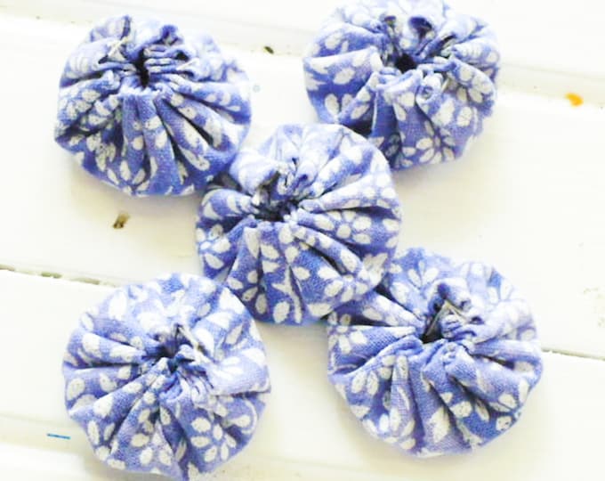 Fabric YoYo Purple Floral Embellishments For Craft and Sewing Projects Handmade Gift For Friend.