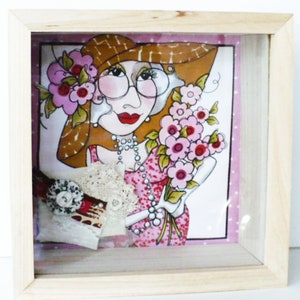 Realtor Closing Gift Floral Framed Quilt Block Real Estate Buyers or Sellers Shadowbox Fabric Art Modern Woman  Gift For Clients