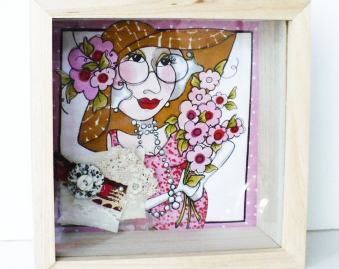 Realtor Closing Gift Floral Framed Quilt Block Real Estate Buyers or Sellers Shadowbox Fabric Art Modern Woman  Gift For Clients