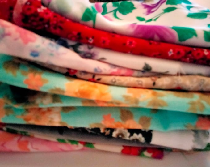 Vintage Floral Fabric Lot Collection Mother Daughter Sewing Project Supply Kit Quilting Material Cotton Polyester Textile Notions Craft