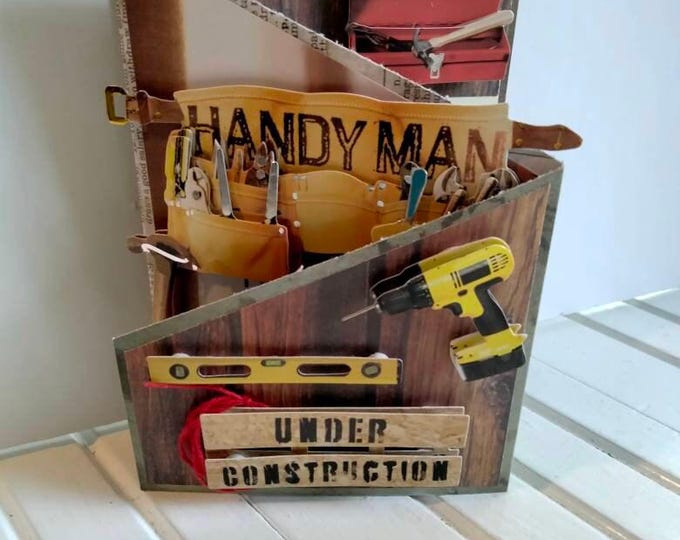 Handyman Greeting Card Retirement Congratulation Job Anniversary Gift Husband Appreciation Thank You Woodworker Handmade Trifold Design