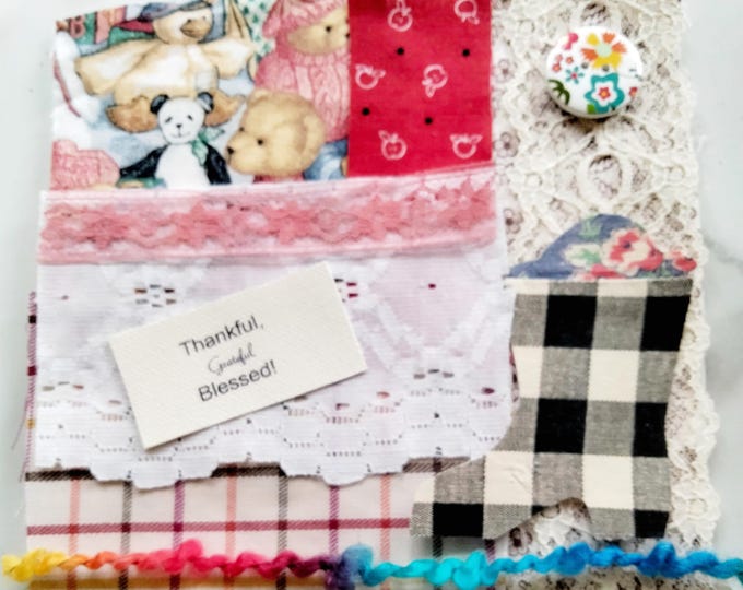 Bohemian Slow Stitch Collage Kit Beginners Hand Sewing Collage Fabric Mindful Cottagcore Inspirational Mixed Media Adult Craft Gift Idea