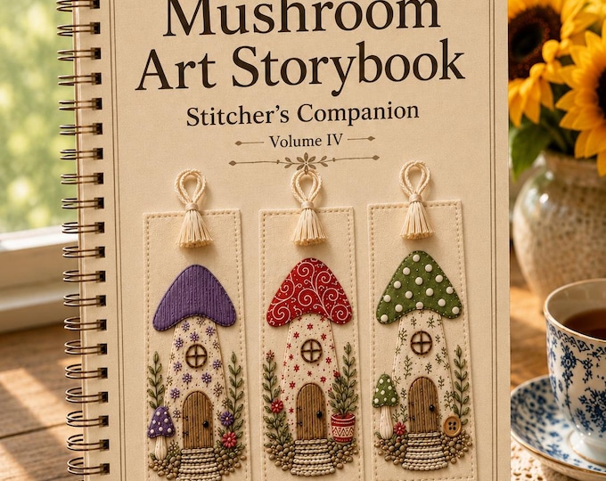 Mushroom Art Storybook Stitcher’s Companion Volume IV PDF | Slow Stitch Mushroom Projects | Fabric Art Booklet | Cottagecore Sewing Ideas