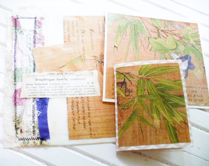 Dragonfly Morning Glory Glassine Bag Gift Set, Mini Journal and Note Card. Junk Journal Ephemera or Snail Mail Pen Pal Writing Friendship.