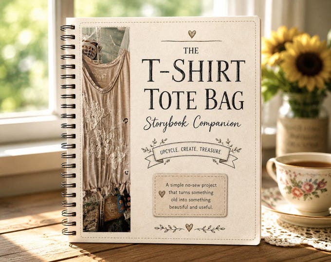 T-Shirt Tote Bag Storybook Companion PDF | Upcycled T-Shirt Bag Pattern & Tutorial | No Sew Tote Bag Guide | Beginner Textile Art