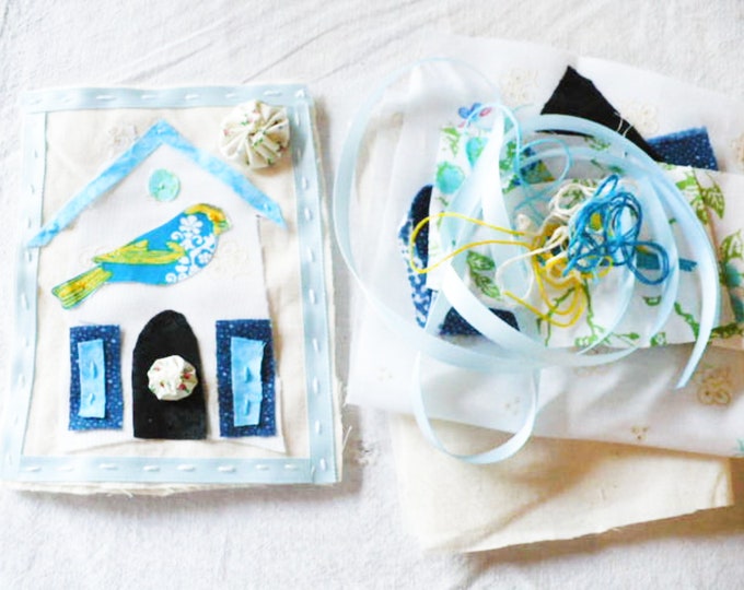 Bird Tiny House Patches Slow Stitch Kit: Get Well Gift