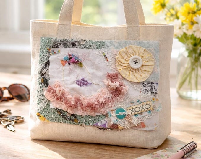 Boho Bird Patch Fiber Art Textile Collage Fabric Embellishment Handmade Accessory Jacket Decoration Nest Applique Slow Stitch Bohemian