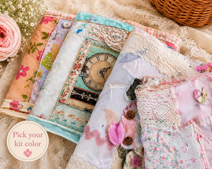 Deluxe Slow Stitch Soft Book Kit – Beginner Textile Art Sewing Project – Fabric Journal Craft Kit for Creative Retreat & Mindful Relaxation