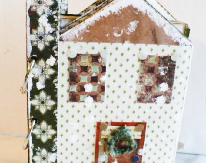 Folk Art Junk Journal House DIY Kit For Beginners With Instructional Video Tutorial Gift For Women.