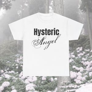 Hysteric Angel Coquette Graphic T-Shirt, Funny Meme Streetwear Gift, Emo Y2k Tee, Grunge Aesthetic Alt Music Merch, Bladee Ken Carson Tee