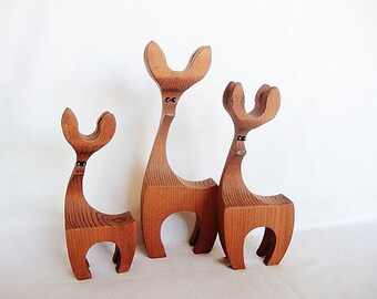 vintage retro deer wood reindeer danish modern style