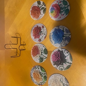 Juego de 8 posavasos de diamantes con soporte
