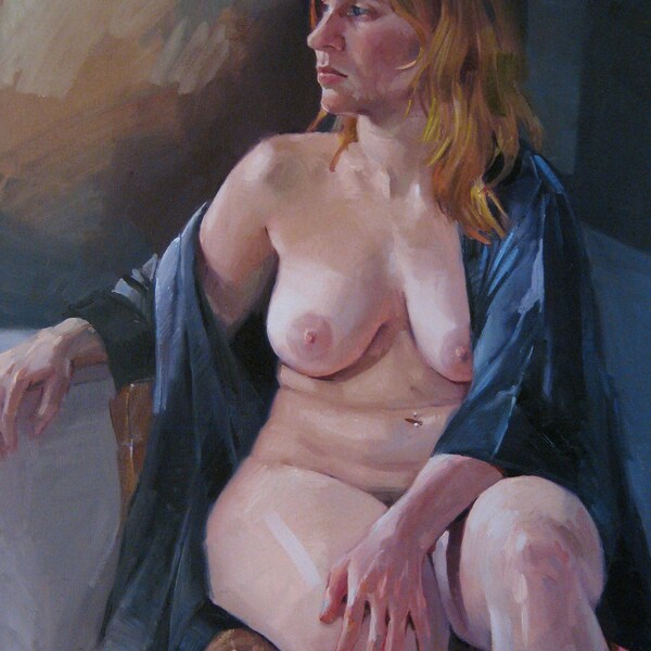 Figure painting nude woman portrait "Tahni" Original fine art by Sarah Sedwick 18x24in