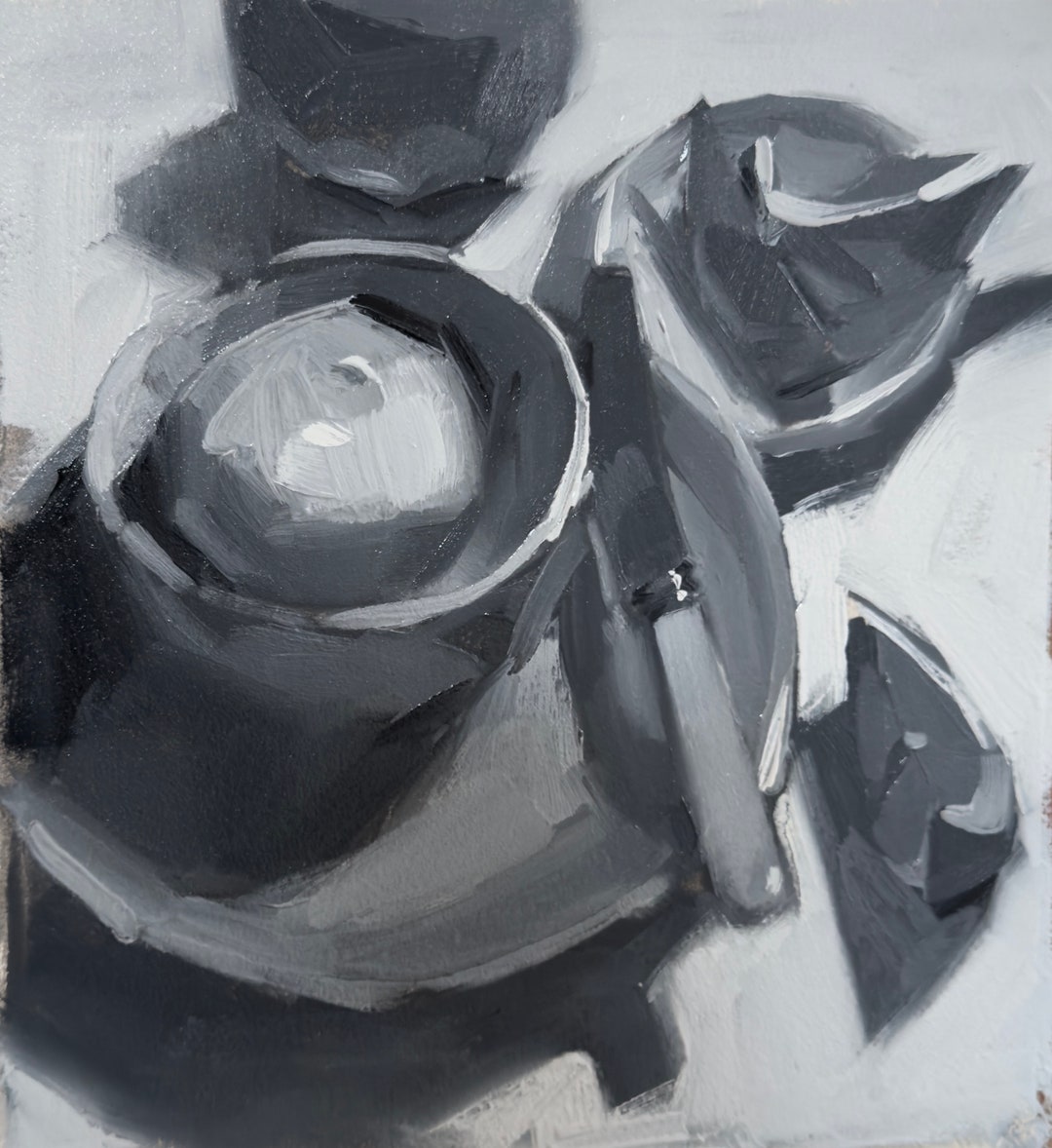 Oil Painting Black and White Art orange You Happy by Sarah Sedwick - Etsy