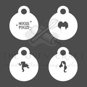 Witchy Macaron Stencil Set – Halloween Cookie Stencils, Sanderson, Witch Party Baking, Magic