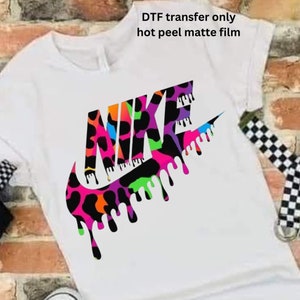 Colorful drippy checkmark DTF transfer hot peel matte film Ready to press #18