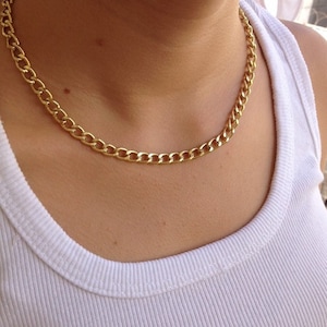18k gold Chain Necklace women, chunky choker,