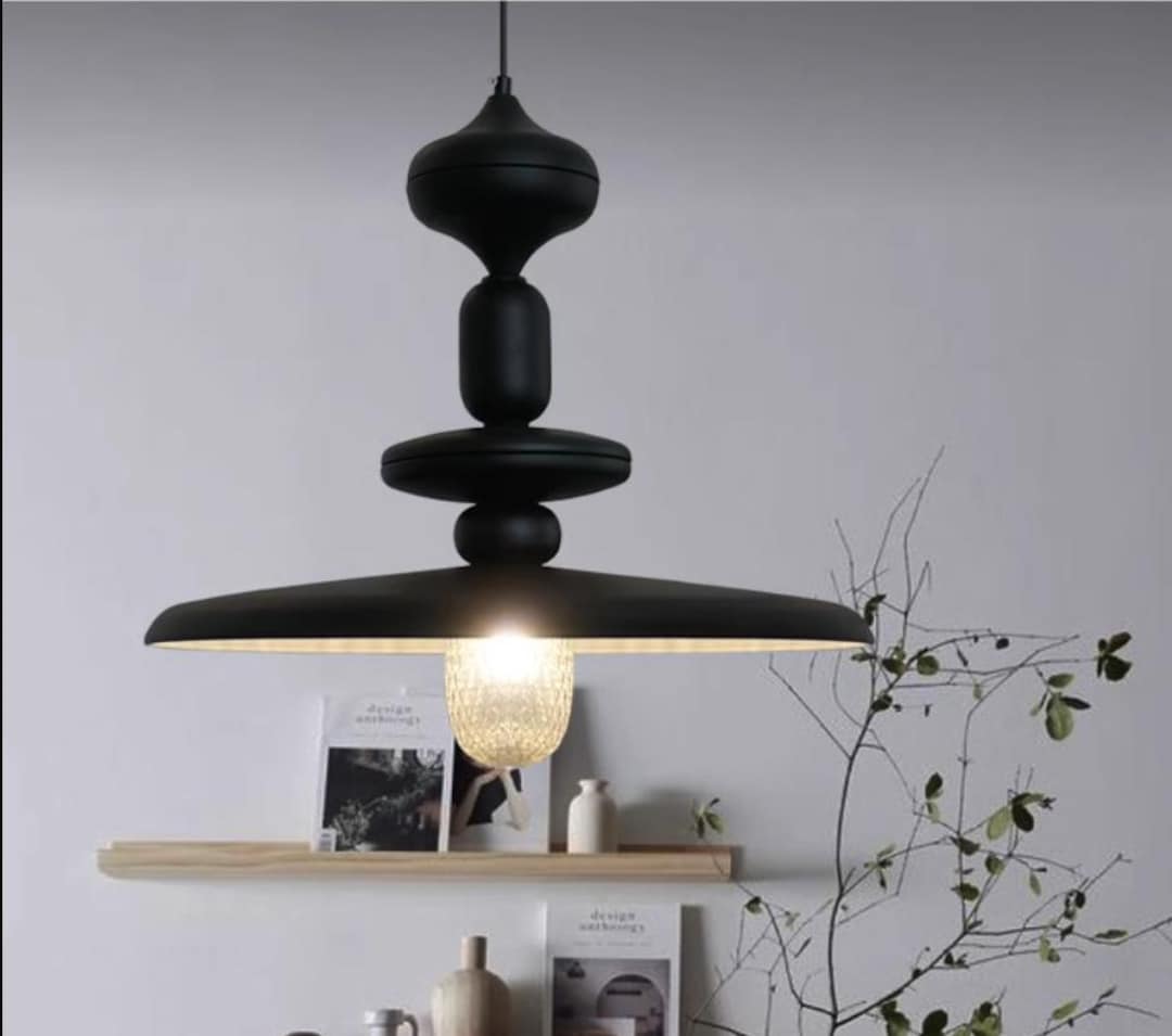 Handmade Black Metal Pendant Light With Crystal Accents - Adjustable ... - Black Metal Pendant Light Fixtures
