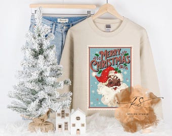 Retro Santa PNG: Vintage Christmas Sublimation Design (Digital Download)