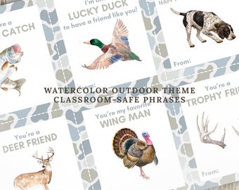 Hunting Valentine Cards for Kids – Printable & Editable | Camo Classroom Valentines | Instant Download