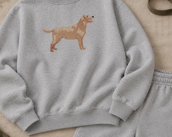 Labrador Dog Embroidered Heather Gray Mockneck Shorts Set, Toddler to Adult