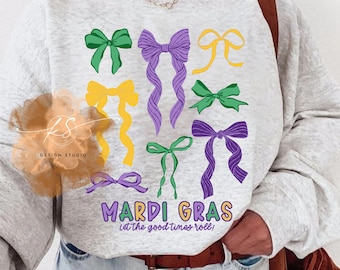 Mardi Gras Bow PNG Design (Digital Download)