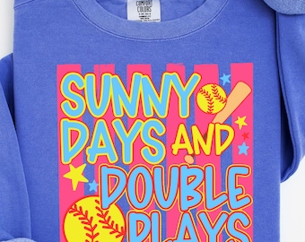 Sunny Days & Double Plays Softball Design Bundle: PNG Digital Download