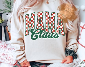 Trendy Mama Claus Design PNG- Distressed Retro Mama Christmas T-shirt Graphic