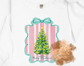 Preppy Acrylic Christmas Tree PNG | Pink Stripe Holiday Design