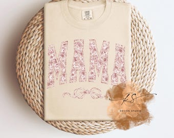 Dusty Rose Chinoiserie Mama PNG Design: Trendy Varsity (Digital Download)