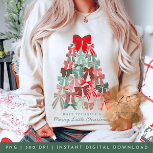 Árvore de Natal Coquette PNG: Laços Rosa, Aquarela de Férias (Download Digital)