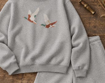 Mallard Duck Embroidered Mockneck Shorts Set, Toddler to Adult