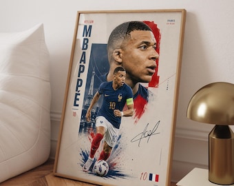 Kylian Mbappe France Football Poster | Cinematic World Cup Soccer Print (Digital Download)