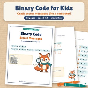 Binary Code Worksheets for Kids, Secret Messages, Pixel Art (PDF Ages 8-12)