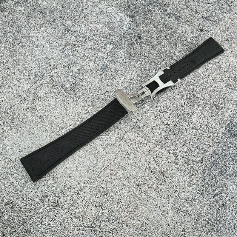 Marine Pro Deploy FKM Rubber Watch Strap 20mm 21mm 22mm Black image 8
