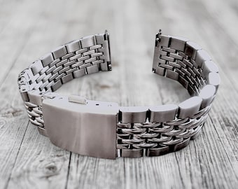 Stainless Steel Beads of Rice Bracelet Watch Strap Quick Release 20mm 22mm