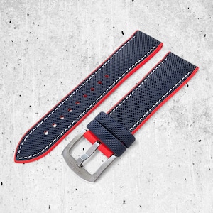 Sailcloth Watch Strap Band FKM Rubber Divers Hybrid Blue Red 20 21 22 mm Mens UK
