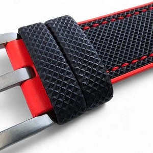 Sailcloth FKM Rubber Watch Strap: Black & Red Divers Band image 2