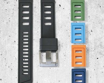 Correa de caucho FKM para reloj de buceo: estilo ISO de liberación rápida, 20 mm y 22 mm