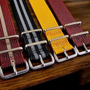 Ribbed Nylon Military Watch Strap: 18mm 20mm 22mm